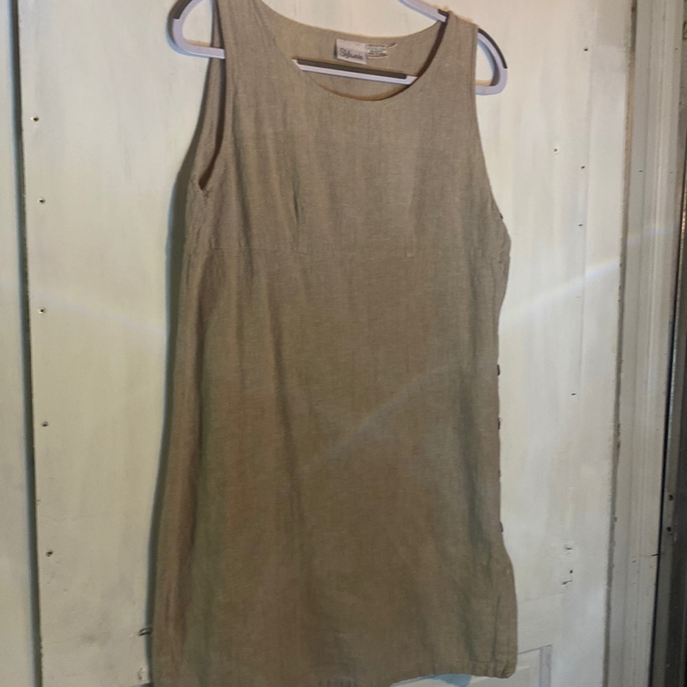 Style Works 100% Cotton Boho Side Buttons Cute Dress- Sz M